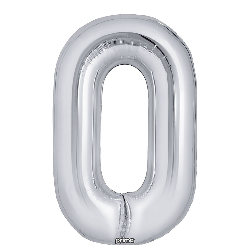 Party City (Air-Filled) 16" "#0" Foil Balloon, Silver, 2/Pack (AM60050245-18) image 1