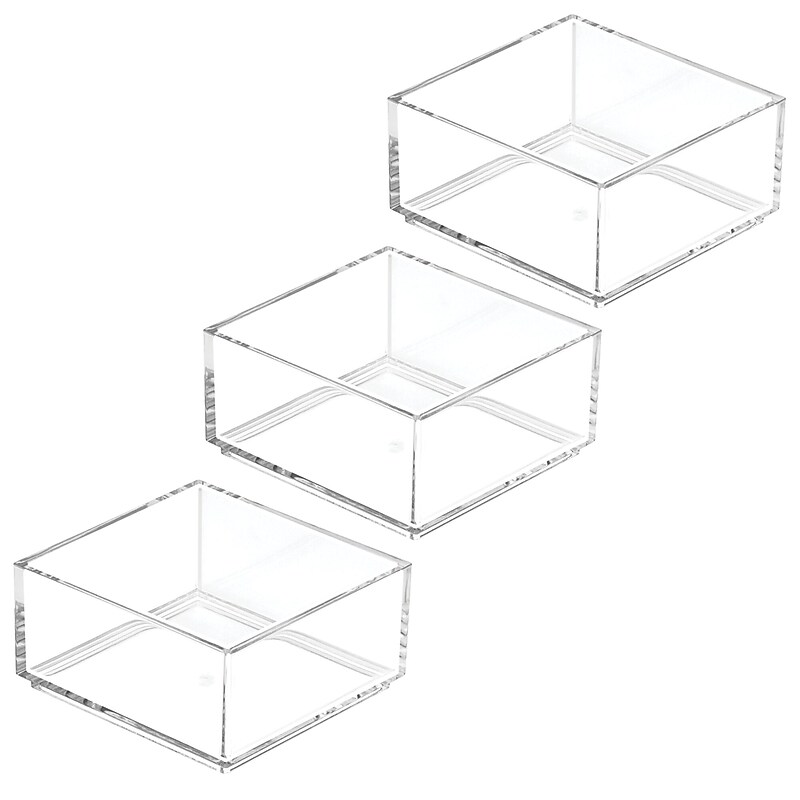 iDESIGN 3-Piece Plastic Stackable Drawer Organizer Set, Clear (28176M3) image 1