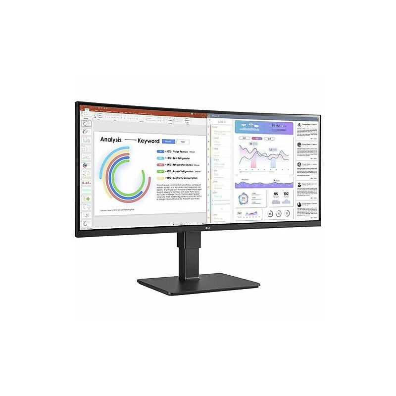 LG UltraWide 34" Curved 60Hz LCD Monitor, Textured Black (34BQ77QC-B) image 1