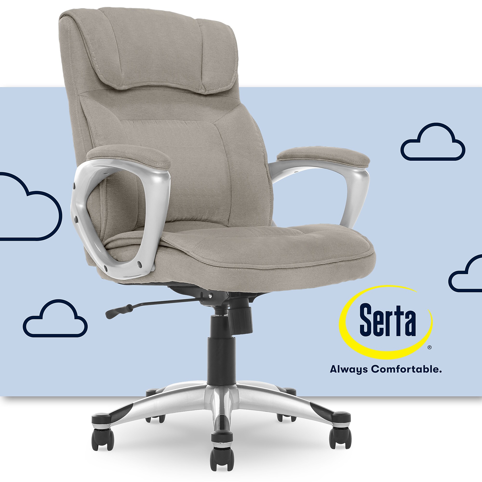 Serta Cyrus Ergonomic Fabric Swivel Executive Chair, Glacial Gray (47910) Sansujyuku sansujyuku.com