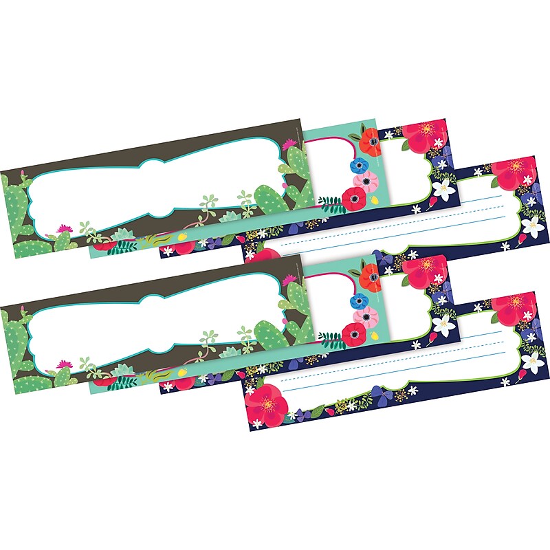 Barker Creek Petals & Prickles School Name Plates, 12" x 3.5", 72/Set (BC3899) image 1