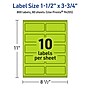 Avery Laser/Inkjet Multipurpose Rectangle Labels, 1.5" x 3.75", Bright Green, 800/Box (94205)~#|#~3FAD1390-74EF-47DA-96B361FEDFF6CAE9_sc7