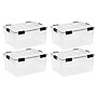 Iris WeatherPro 60 Quart Storage Bin with Latching Lid, Plastic, Clear, 4/Pack (500413)~#|#~3FAF4A6E-86E8-487E-82AC950FFFF9B48C_sc7