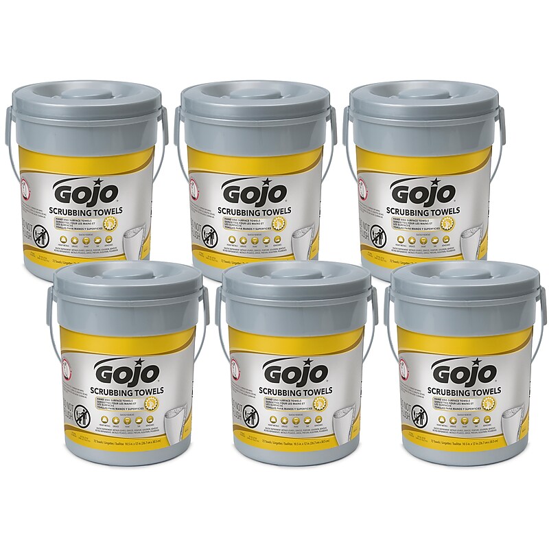 GOJO Hand and Surface Scrubbing Towels, Fresh Citrus Scent, 72 Wipes, 6/Carton (6396-06) image 1