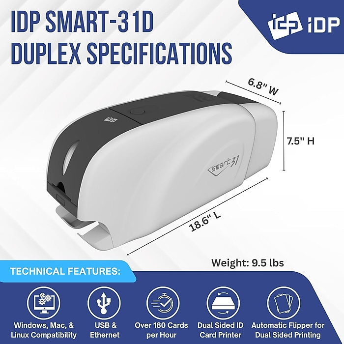 IDP SMART-31 Dual Sided ID Card Printer Kit (651528K) | Staples