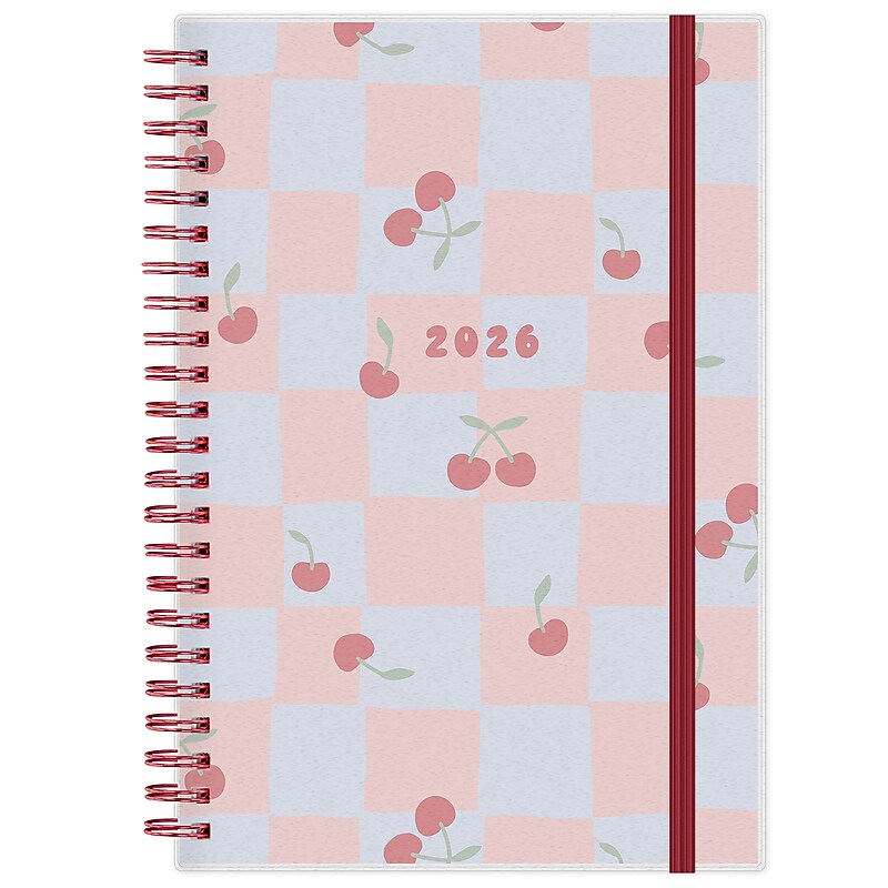 2026 Blue Sky Cherries 8" x 5"  Weekly & Monthly Personal Organizer, Plastic Cover (154960) image 1