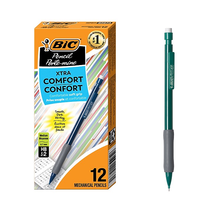 BIC Matic Grip Mechanical Pencil, 0.7mm, #2 Hard Lead, Dozen