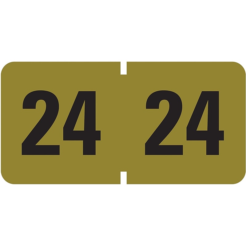 Smead ETYJ 24 Color-Coded Year Label, 0.75" x 1.5", Gold, 500 Labels/Roll (68324) image 1