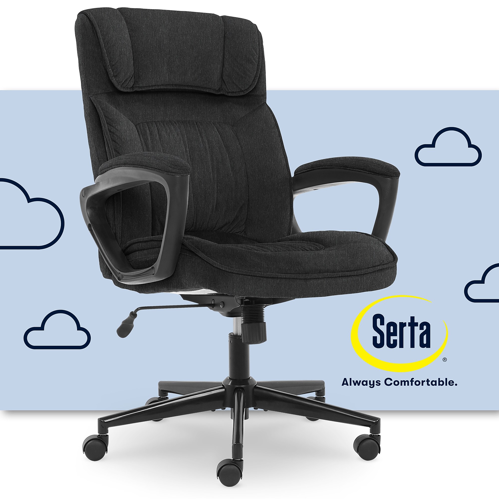 Serta Hannah I Ergonomic Microfiber Swivel Executive Chair, Black (43670D) Sansujyuku sansujyuku.com