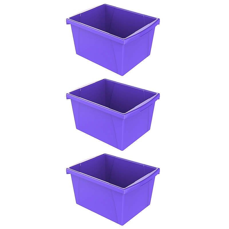 Storex Polypropylene/PP 4 Gallon Classroom Storage Bin, 7.9" x 11.3" x 13.6", Purple, 3/Bundle (STX61481U06C-3) image 1