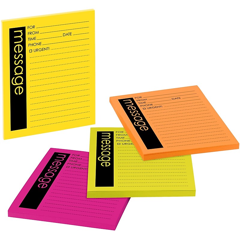 Post-it Super Sticky Telephone Message Pad, 4" x 5", Multicolor, 50 Sheets/Pad, 4 Pads/Pack (7679-4) image 1