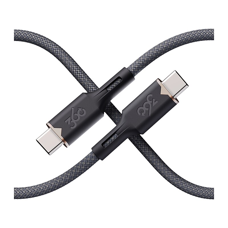 360 Electrical Fluid USB-C to USB-C Charging Cable, 5 ft., Granite (3E0793-GRG8NA) image 1