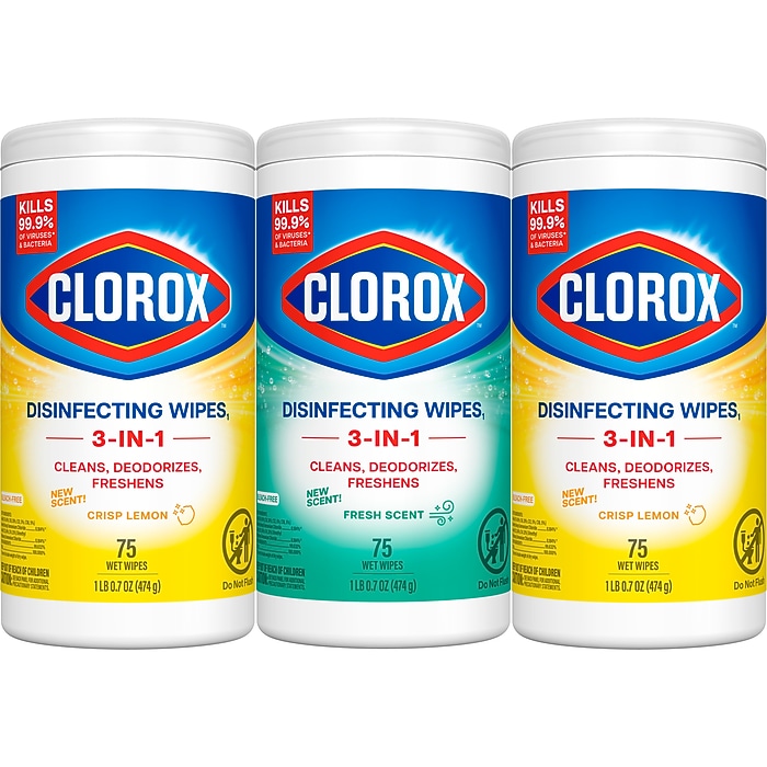 Clorox Disinfecting Wipes, Fresh and Crisp Lemon Scent, 75 Wipes