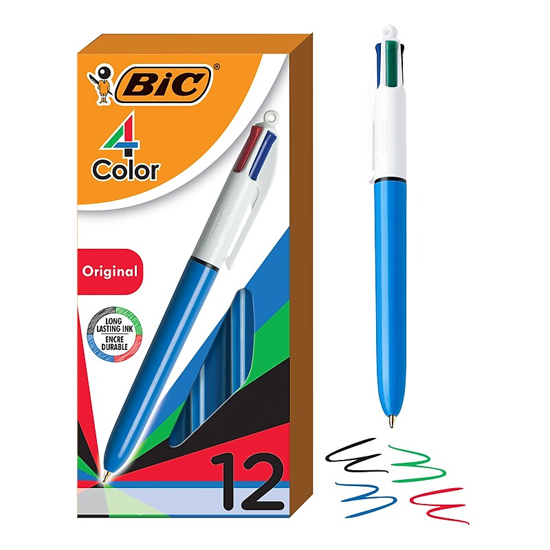 BIC 4-Color Retractable Ballpoint Pen, Medium Point, 1.0mm, Multicolor, Dozen (MM11-AST) image 1