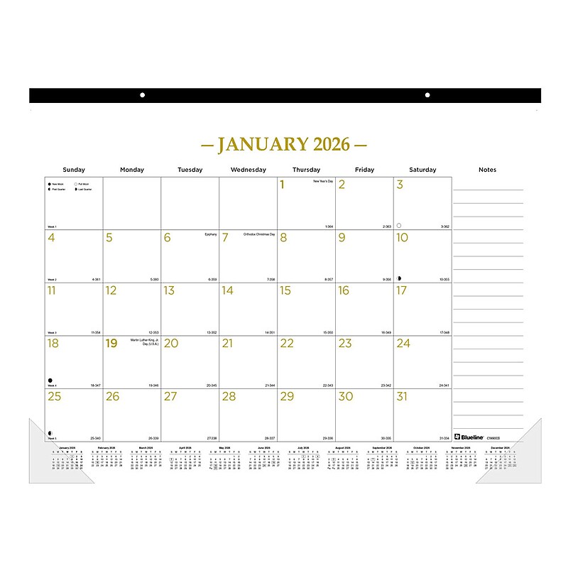 2026 Blueline Classic Gold 22" x 17" Monthly Desk Pad Calendar, Classic Gold (C199003) image 1