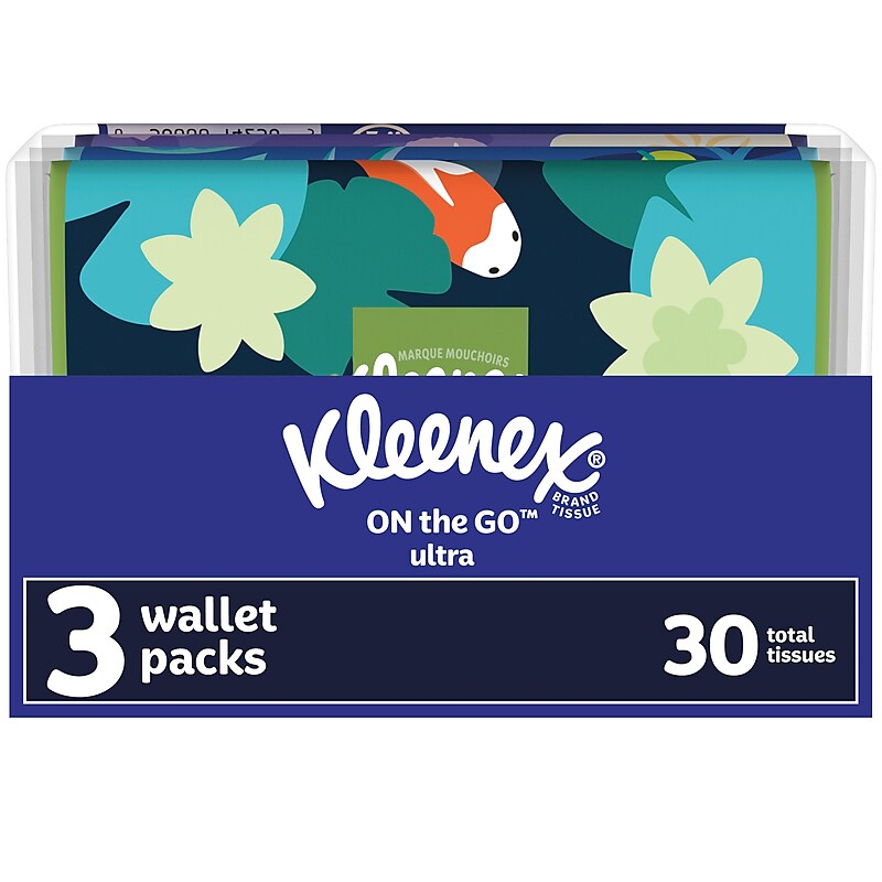 Kleenex On-the-Go Ultra Slim Wallet Facial Tissue, 3-Ply, 10 Tissues/Pack, 3 Packs/Box (35533) image 1