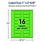 Avery Rectangle Multipurpose Labels, 1" x 2-5/8", Neon Green, 160/Pack (94201)~#|#~4002745F-EC52-4462-9043A099EDE99486_sc7