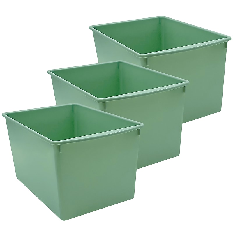Teacher Created Resources Plastic Multi-Purpose Bin, 14" x 9.25" x 7.50", Eucalyptus Green, 3/Bundle (TCR20959-3) image 1