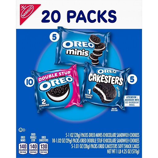 Oreo Lovers Cookies Variety Pack, 4.25 oz., 20 Packs/Box (MOZ08588
