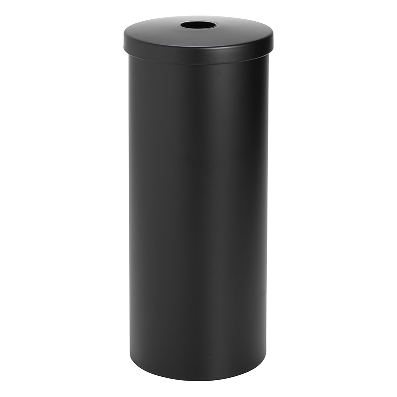 mDesign 3-Roll Steel Toilet Paper Storage Holder with Lid, Matte Black (25975) image 1