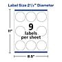Avery Print-to-the-Edge Laser/Inkjet Round Labels, 2 1/2" Dia, Glossy White, 90 Labels/Pack (22830)~#|#~40161B26-1A08-4CB2-A1AF0B2918E8DB31_sc7