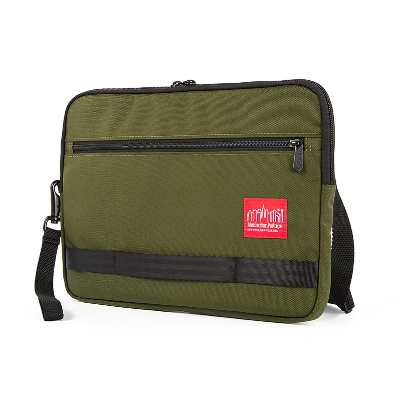 Manhattan Portage Henry Fabric Portfolio Case with Zipper Closure, Olive (843531063485) image 1
