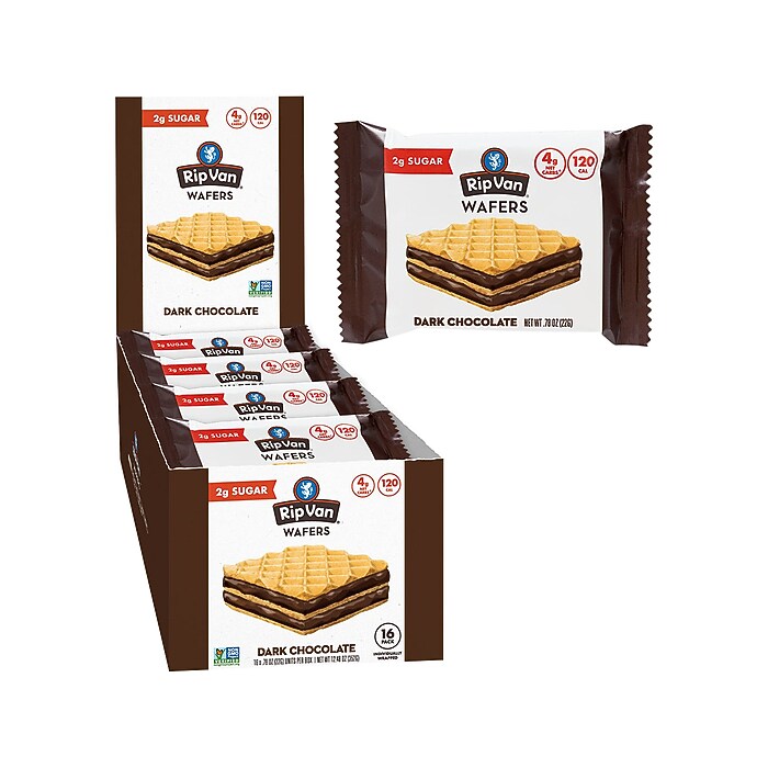 Rip Van Dark Chocolate Wafers, 0.78 oz., 16 Packs/Box (5207
