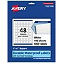 Avery Laser/Inkjet Waterproof Multipurpose Square Labels, 1" x 1", White, 4800 Labels/Box (94103)~#|#~4028F017-E194-463A-8FA956DF235B73D3_sc7