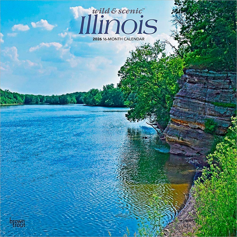 2026 BrownTrout Illinois Wild & Scenic 12" x 12" Monthly Wall Calendar (9798330703845) image 1