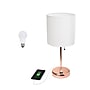 Creekwood Home Oslo 19.5" LED Table Lamp with USB Port, Rose Gold/White Shade (CWT-2013-RG-LB)~#|#~402A8EFD-B0EC-4461-8294A1DF2797C780_sc7