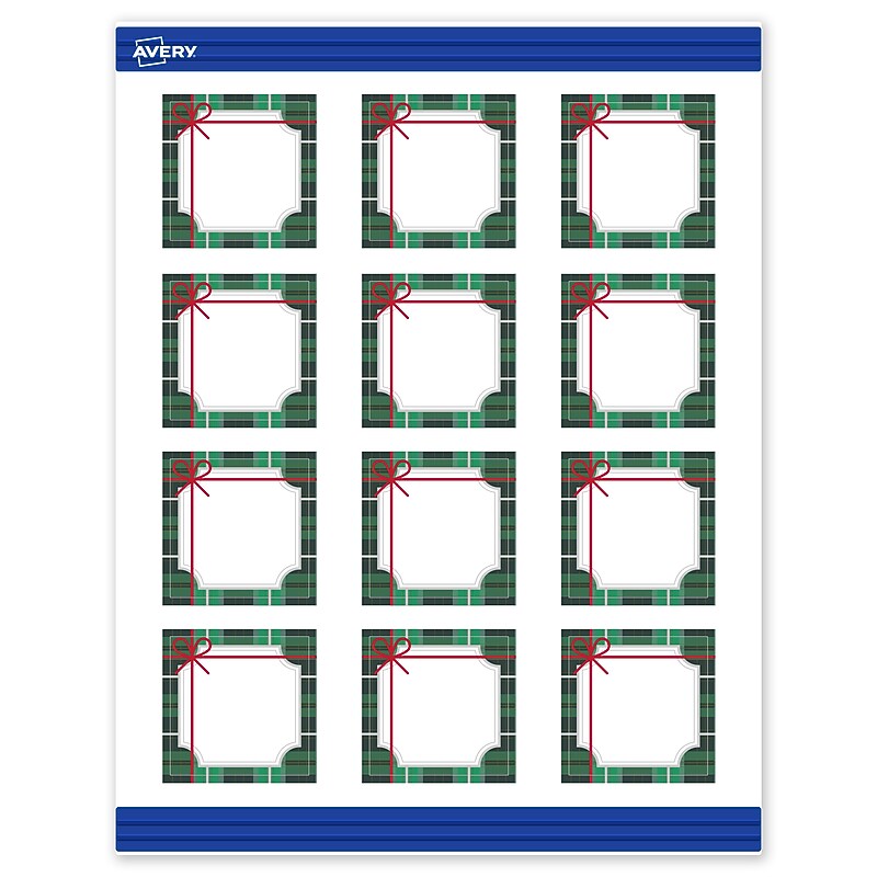 Avery Silver-Green Plaid Matte Blank Card, White, 120/Pack (S00-FJ9) image 1
