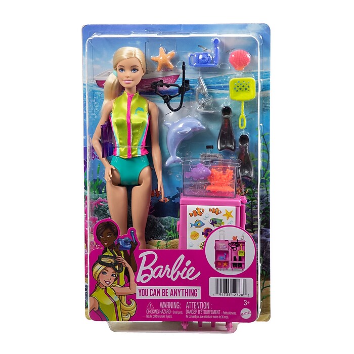 Mattel Barbie Marine Biologist Doll and Playset, 4/Pack