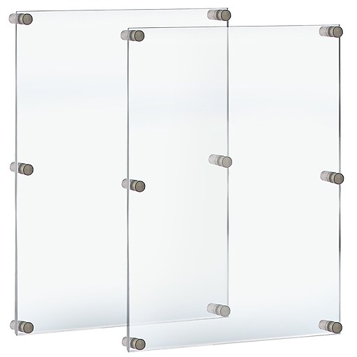 Azar Poster Holder, 24" x 36", Wall Mounted, Silver Acrylic, 2/Pack (105536GS2PK) Staples