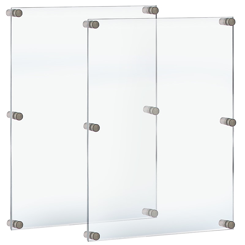 Azar Poster Holder, 24" x 36", Wall Mounted, Silver Acrylic, 2/Pack (105536-GS-2PK) image 1