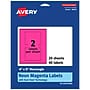 Avery Laser/Inkjet Rectangle Multipurpose Labels, 4" x 5", Neon Magenta, 40/Pack (94253)~#|#~40372D4A-6C18-4E4A-9F5C7B944E8B75BE_sc7