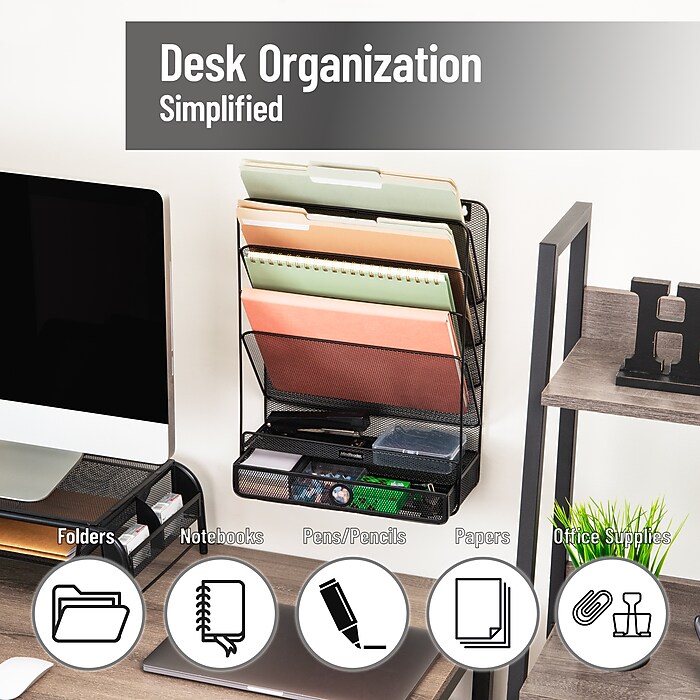 Mind Reader 7-Compartment Metal Desk Organizer, Black (MAGROUND
