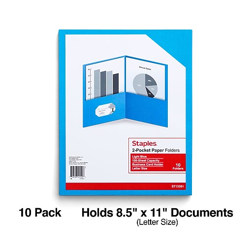 Staples 2Pocket Presentation Folders, Gray, 10/Pack (13380US) Staples