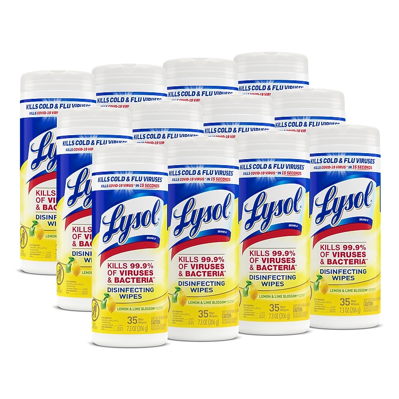 Lysol Disinfecting Wipes, Lemon & Lime Blossom Scent, 35 Wipes/Container, 12/Carton (19200-81145) image 1