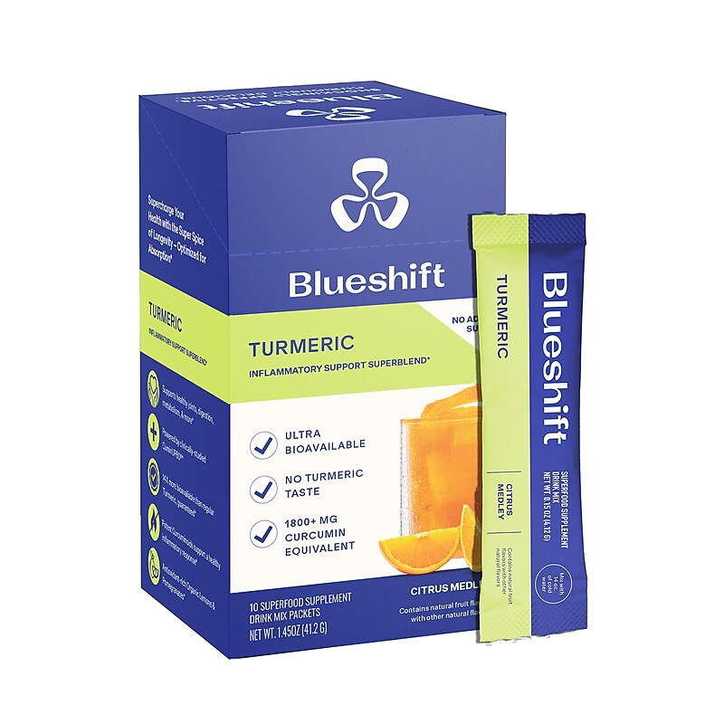 Blueshift Turmeric Citrus Medley Powder Drink Mix, 10/Packets/Box, 2/Box (600-04166) image 1