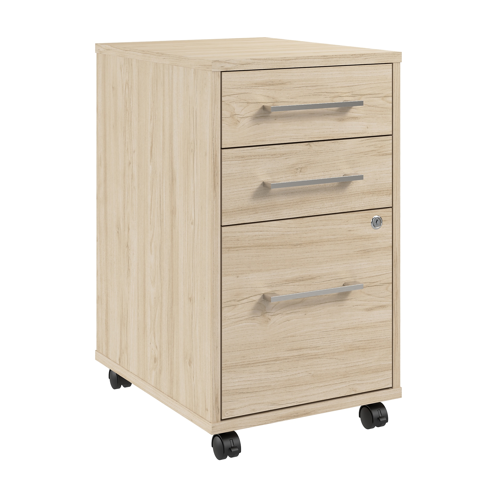 Bush Business Furniture Hustle 3-Drawer Mobile File Cabinet, Letter/Legal Size, Lockable, Natural Elm (HUF116NESU) Sansujyuku sansujyuku.com