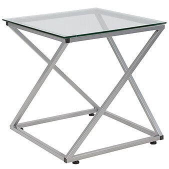 Flash Furniture Park Avenue Collection End Table, Clear/Silver (NANJH1737)