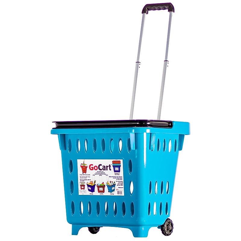 Dbest GoCart Grocery Shopping Cart Laundry Basket on Wheels, Teal (01-501) image 1