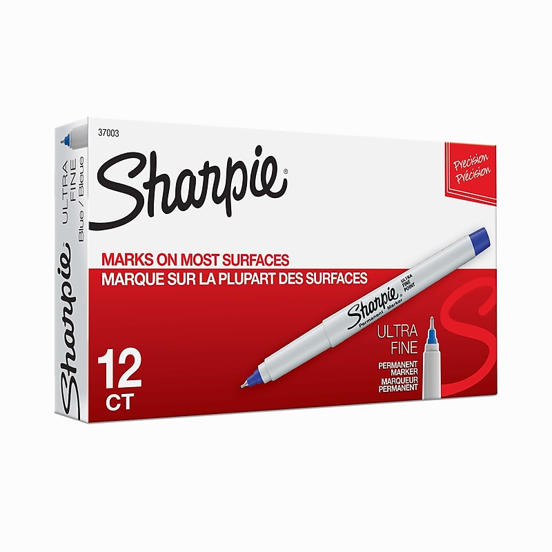 Sharpie Permanent Marker, Ultra Fine Tip, Blue, Dozen (37003) image 1