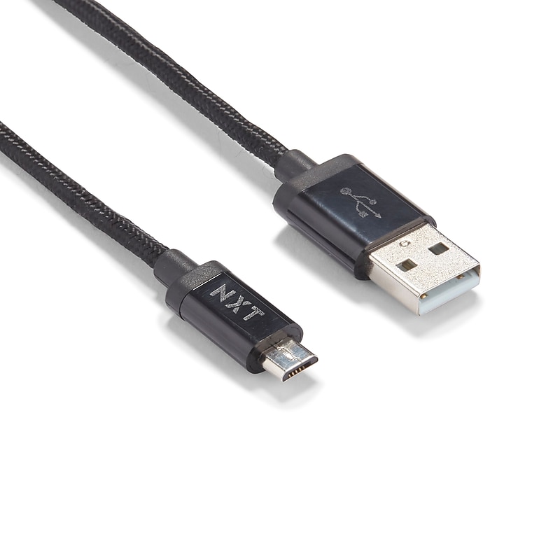 NXT Technologies 6 Ft. Braided USB-A to Micro-USB Charging Cable for Samsung/Android, Black (NX54695) image 1