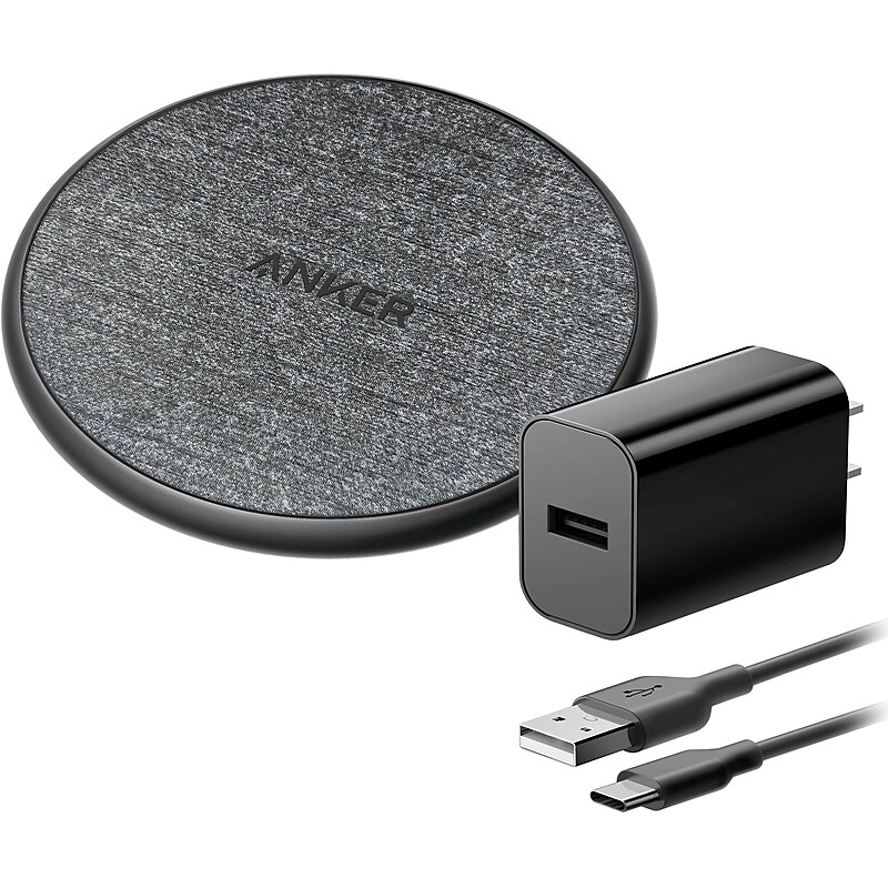 Anker 318 Wireless Qi Charging Pad with Wall Charger, Black/Gray (B2548JF1-1) image 1