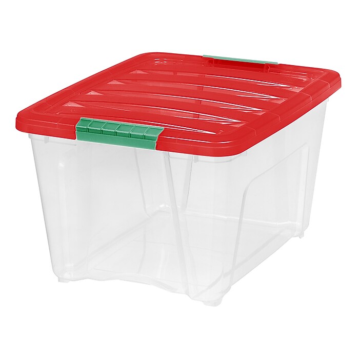 Iris Holiday Medium Stackable Plastic Storage Box, 10.5