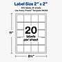 Avery Durable Square Laser/Inkjet Multipurpose Labels, 2" x 2", White, 20 Labels/Sheet, 25 Sheets/Pack (19479311232)~#|#~407E6F10-C7F3-4562-83B54F08B0C3C9B3_sc7