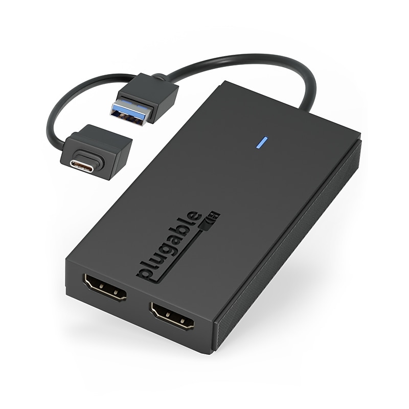 Plugable USB 3.0/USB-C to Dual HDMI Adapter, Black (UGA-HDMI-2S) image 1