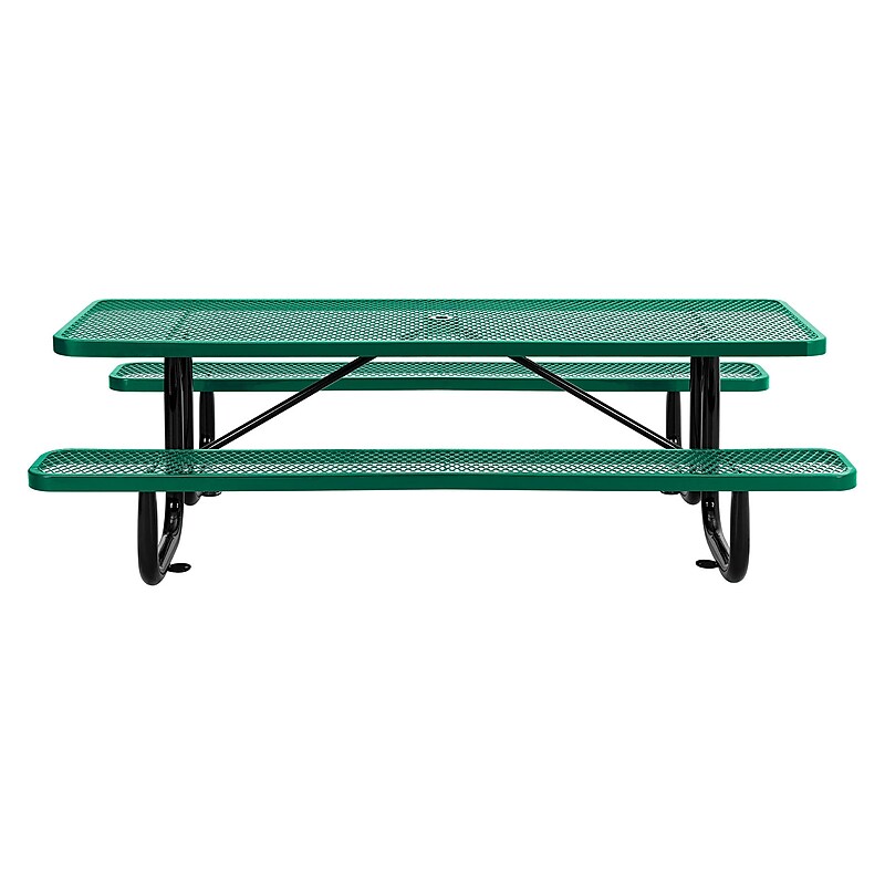 Global Industrial 8' ADA Outdoor Steel Picnic Table, Expanded Metal, Green (695289GN) image 1