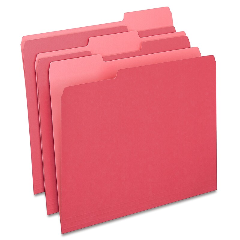 Staples File Folders, 1/3-Cut Tab, Letter Size, Red, 100/Box (ST224519-CC) image 1